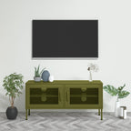 Meuble TV Design en Métal Jaune Moutarde - 105 cm-Mon Meuble TV-Vert olive-1-11