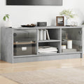 Meuble TV Design en Verre et Bois - 102 cm-Mon Meuble TV-Gris béton-1-12
