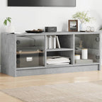 Meuble TV Design en Verre et Bois - 102 cm-Mon Meuble TV-Gris béton-1-12