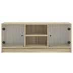 Meuble TV Design en Verre et Bois - 102 cm-Mon Meuble TV-Gris béton-1-6
