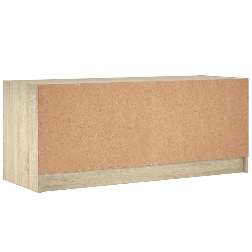 Meuble TV Design en Verre et Bois - 102 cm-Mon Meuble TV-Gris béton-1-8