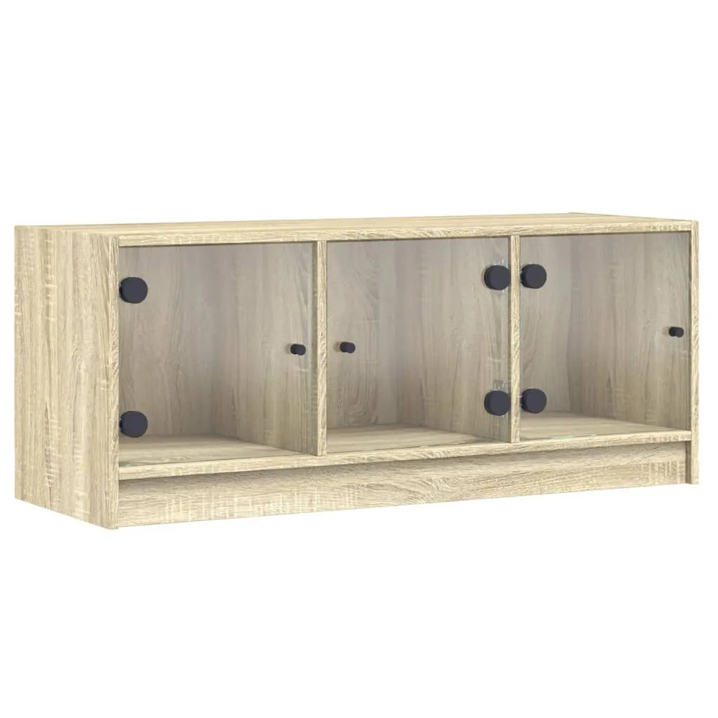 Meuble TV Design en Verre et Effet Chêne - 102 cm-Mon Meuble TV-Chêne sonoma-1
