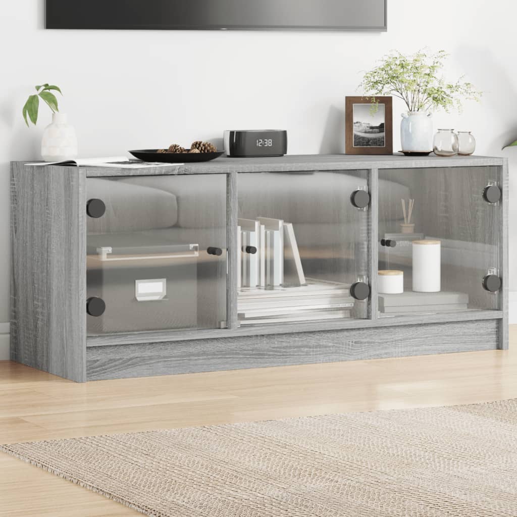 Meuble TV Design en Verre et Effet Chêne - 102 cm-Mon Meuble TV-Sonoma gris-17