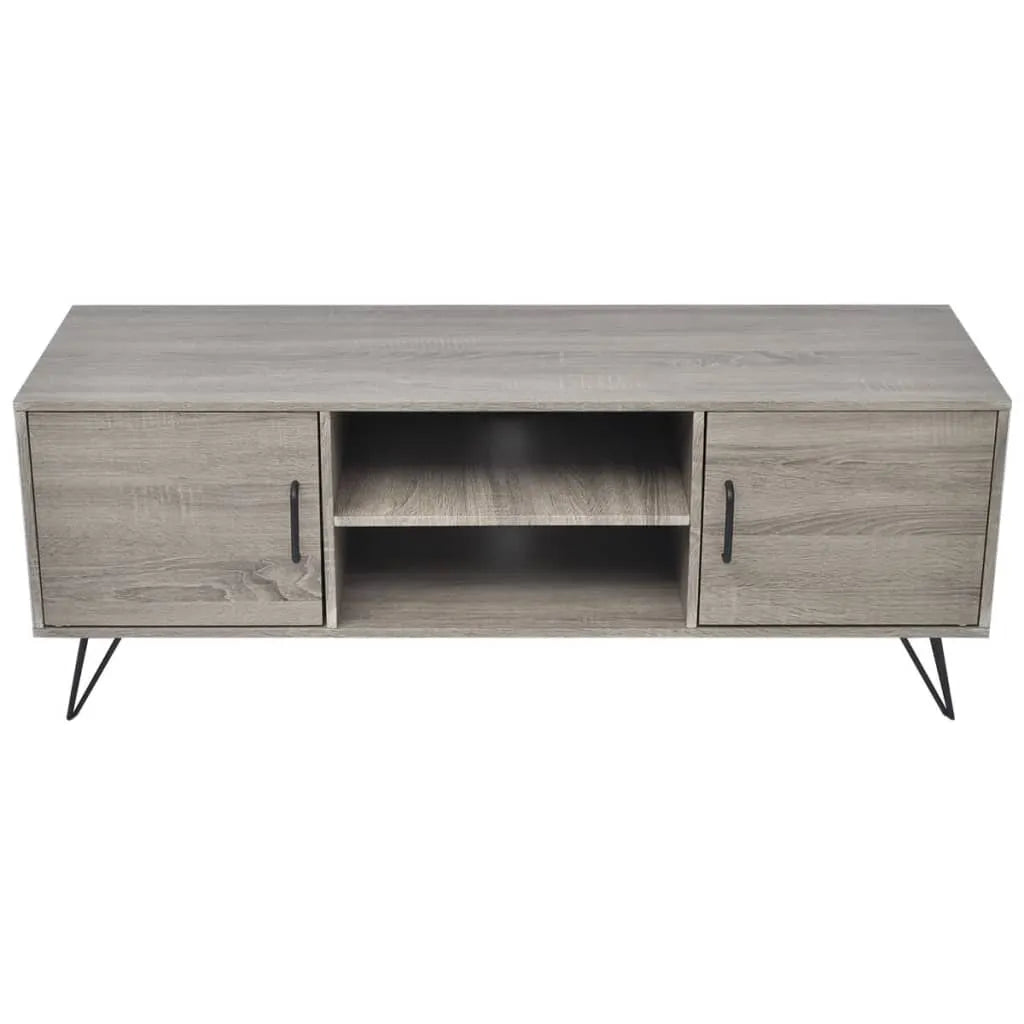 Meuble TV Design Gris Effet Bois et Métal - 120 cm-Mon Meuble TV-1