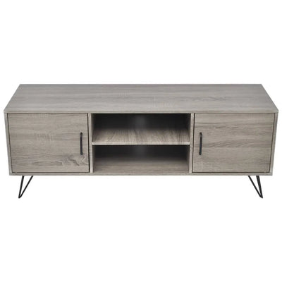 Meuble TV Design Gris Effet Bois et Métal - 120 cm