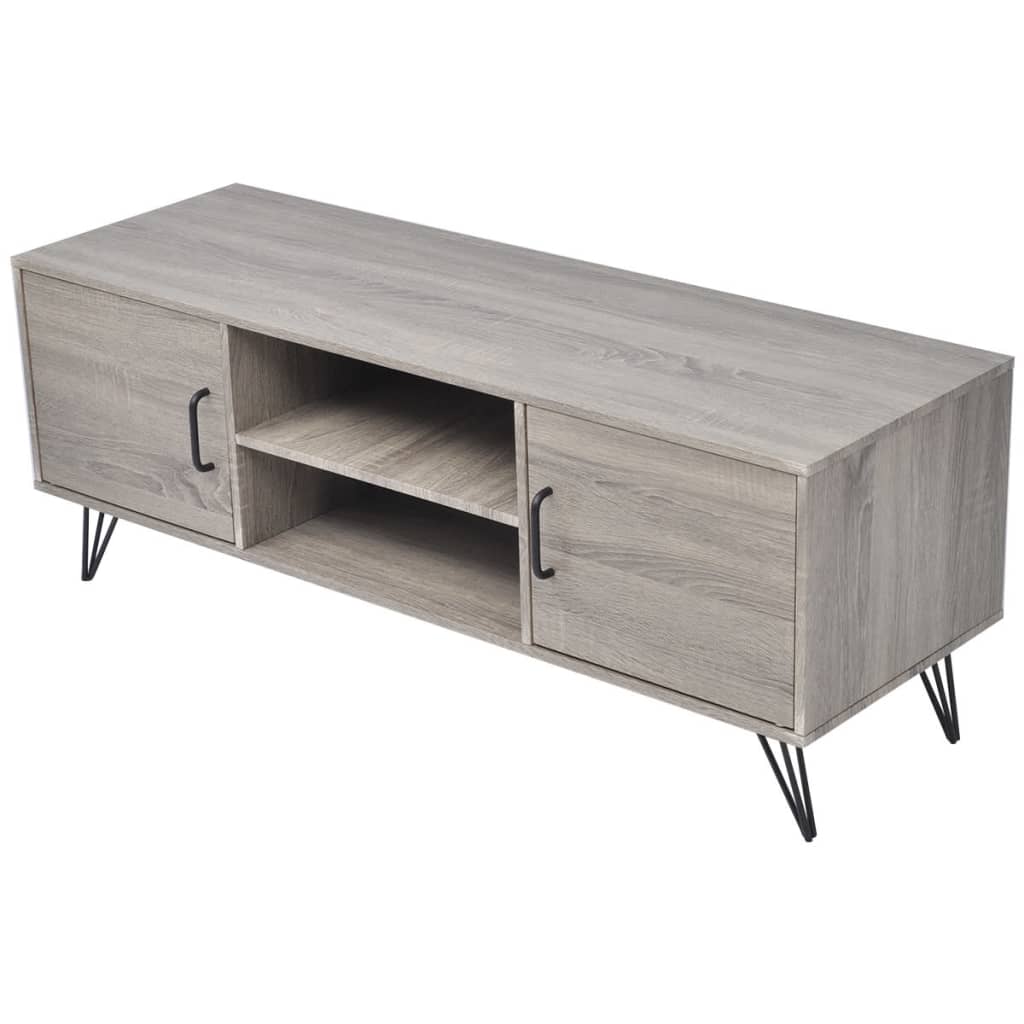 Meuble TV Design Gris Effet Bois et Métal - 120 cm-Mon Meuble TV-3