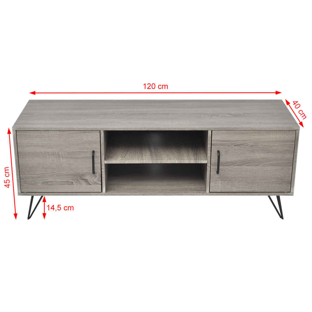 Meuble TV Design Gris Effet Bois et Métal - 120 cm-Mon Meuble TV-5