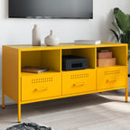 Meuble TV Design Laqué Blanc en Acier - 100 cm-Mon Meuble TV-Jaune-1-16