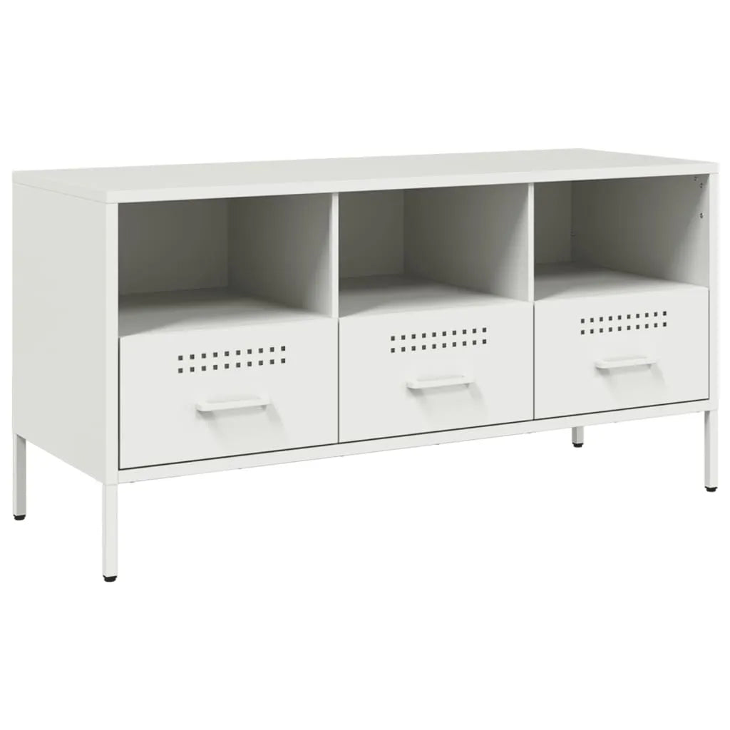 Meuble TV Design Laqué Blanc en Acier - 100 cm-Mon Meuble TV-Noir-1-2