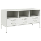 Meuble TV Design Laqué Blanc en Acier - 100 cm-Mon Meuble TV-Noir-1-2