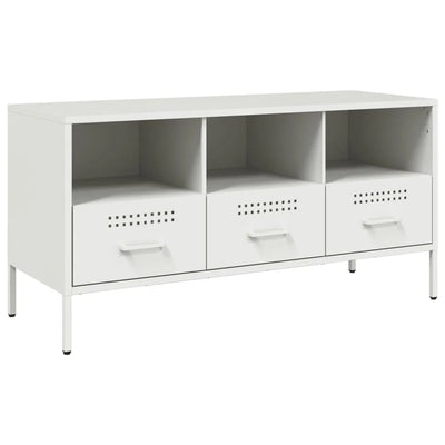 Meuble TV Design Laqué Blanc en Acier - 100 cm