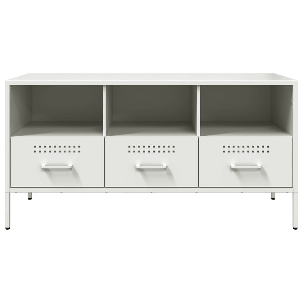 Meuble TV Design Laqué Blanc en Acier - 100 cm-Mon Meuble TV-Noir-1-6