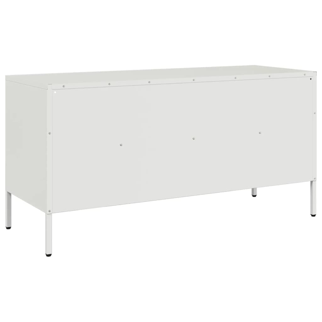 Meuble TV Design Laqué Blanc en Acier - 100 cm-Mon Meuble TV-Noir-1-8