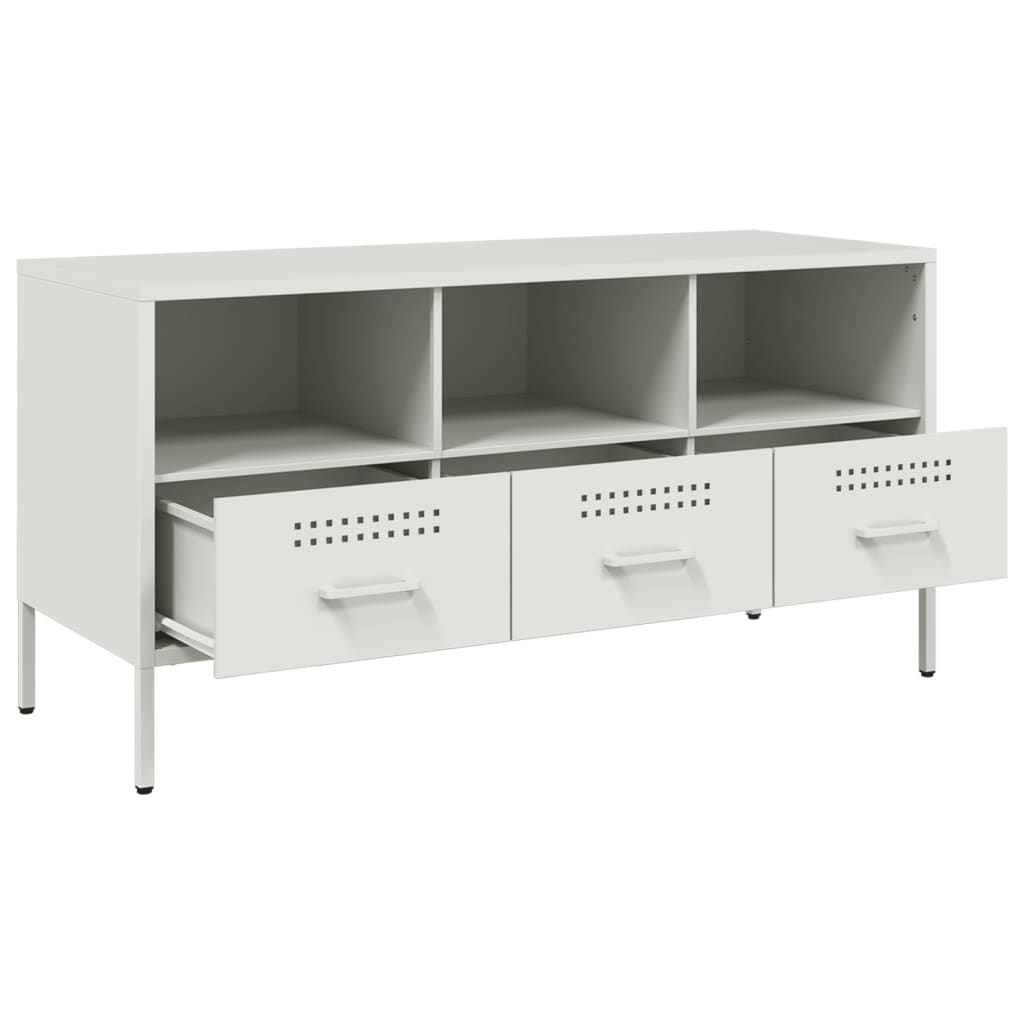 Meuble TV Design Laqué Blanc en Acier - 100 cm-Mon Meuble TV-Noir-1-9
