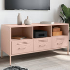 Meuble TV Design Laqué Blanc en Acier - 100 cm-Mon Meuble TV-Rose-1-15