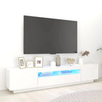 Meuble TV Design LED Effet Chêne - 200 cm-Mon Meuble TV-Blanc-15