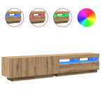 Meuble TV Design LED Effet Chêne - 200 cm-Mon Meuble TV-Chêne artisanal-3