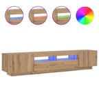 Meuble TV Design LED Effet Chêne - 200 cm-Mon Meuble TV-Chêne artisanal-5