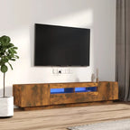 Meuble TV Design LED Effet Chêne - 200 cm-Mon Meuble TV-Chêne fumé-13