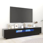 Meuble TV Design LED Effet Chêne - 200 cm-Mon Meuble TV-Noir-16