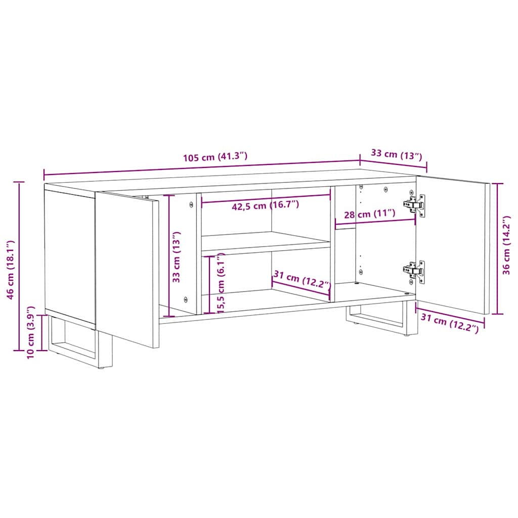 Meuble TV Design Marron Finition Noyer - 105 cm-Mon Meuble TV-Noyer-11