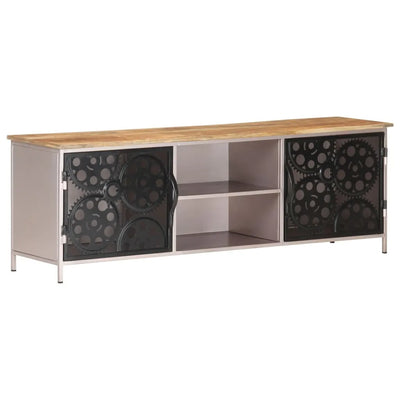 Meuble TV Design Moderne en Manguier et Fer - 120 cm