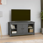 Meuble TV Design Noir en Pin Massif - 103 cm-Mon Meuble TV-Gris-1-12