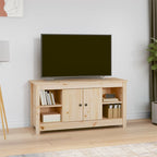 Meuble TV Design Noir en Pin Massif - 103 cm-Mon Meuble TV-Naturel-1-11