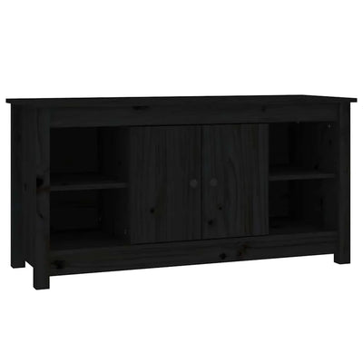 Meuble TV Design Noir en Pin Massif - 103 cm