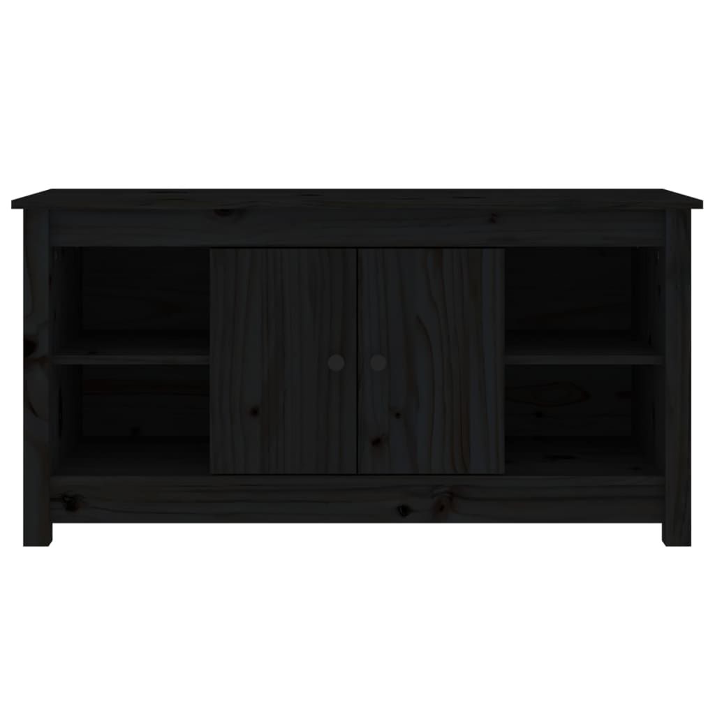 Meuble TV Design Noir en Pin Massif - 103 cm-Mon Meuble TV-Naturel-1-3
