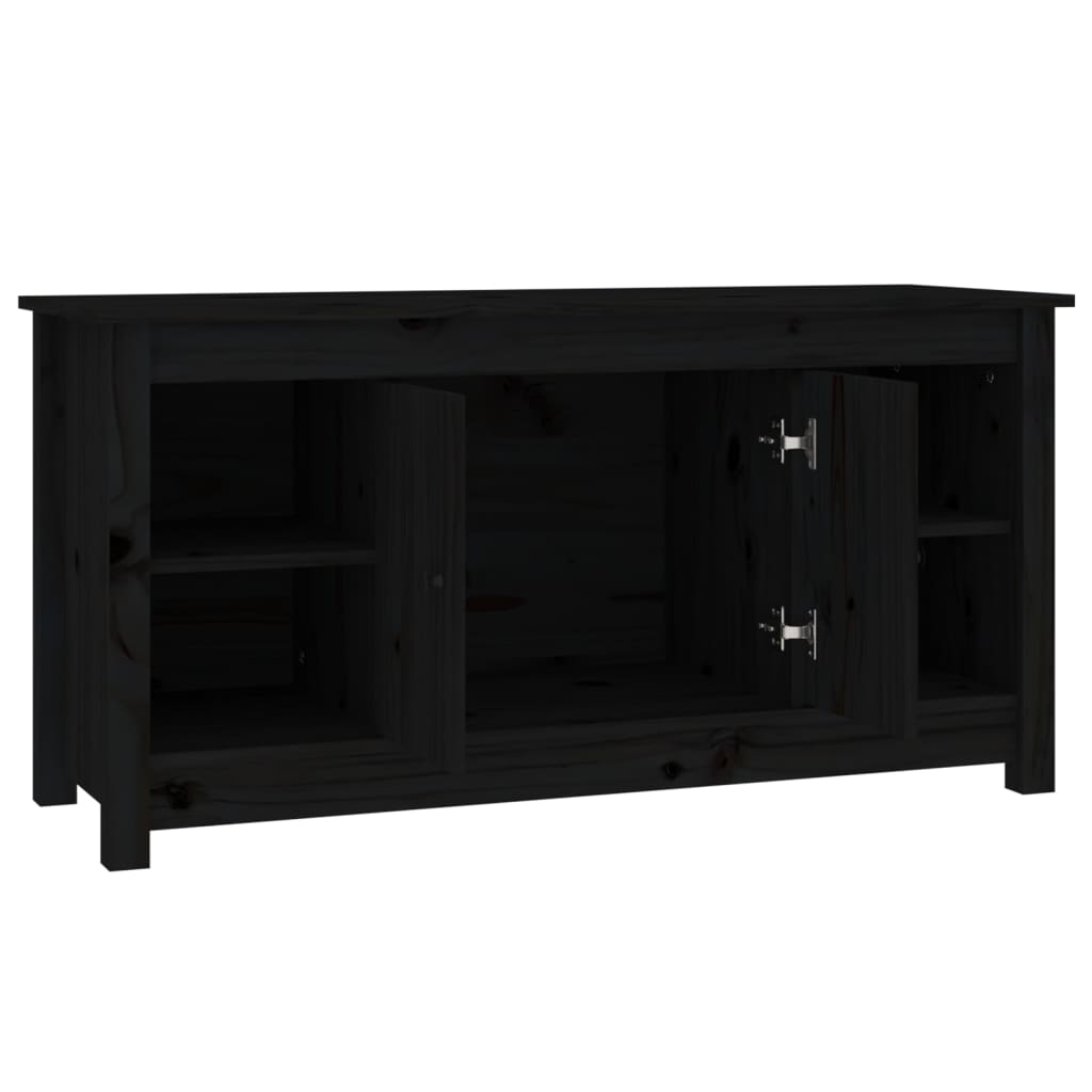 Meuble TV Design Noir en Pin Massif - 103 cm-Mon Meuble TV-Naturel-1-4