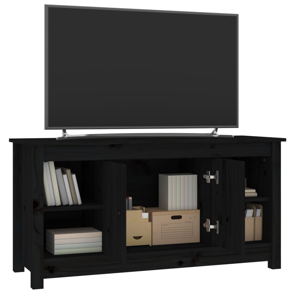 Meuble TV Design Noir en Pin Massif - 103 cm-Mon Meuble TV-Naturel-1-7