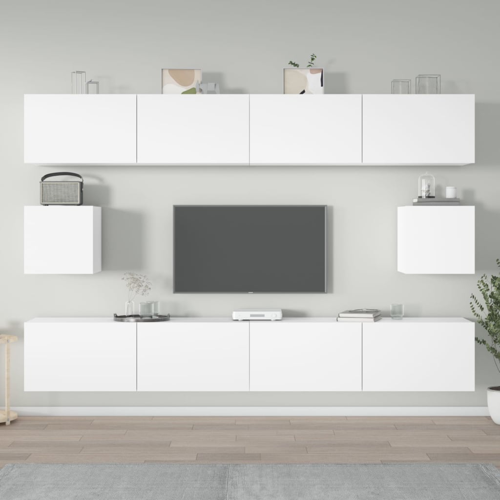 Meuble TV Design Noir et Bois - 6 Pièces-Mon Meuble TV-Blanc-100 cm-6-11