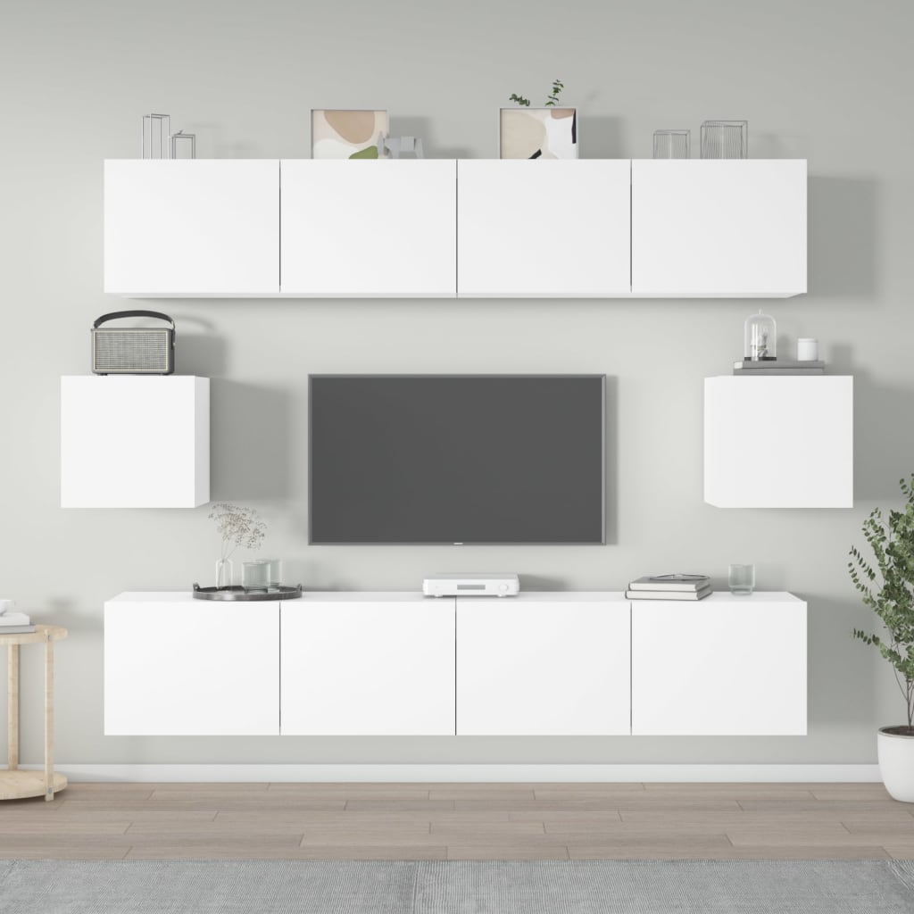 Meuble TV Design Noir et Bois - 6 Pièces-Mon Meuble TV-Blanc-80 cm-6-14