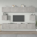 Meuble TV Design Noir et Bois - 6 Pièces-Mon Meuble TV-Gris béton-100 cm-6-12