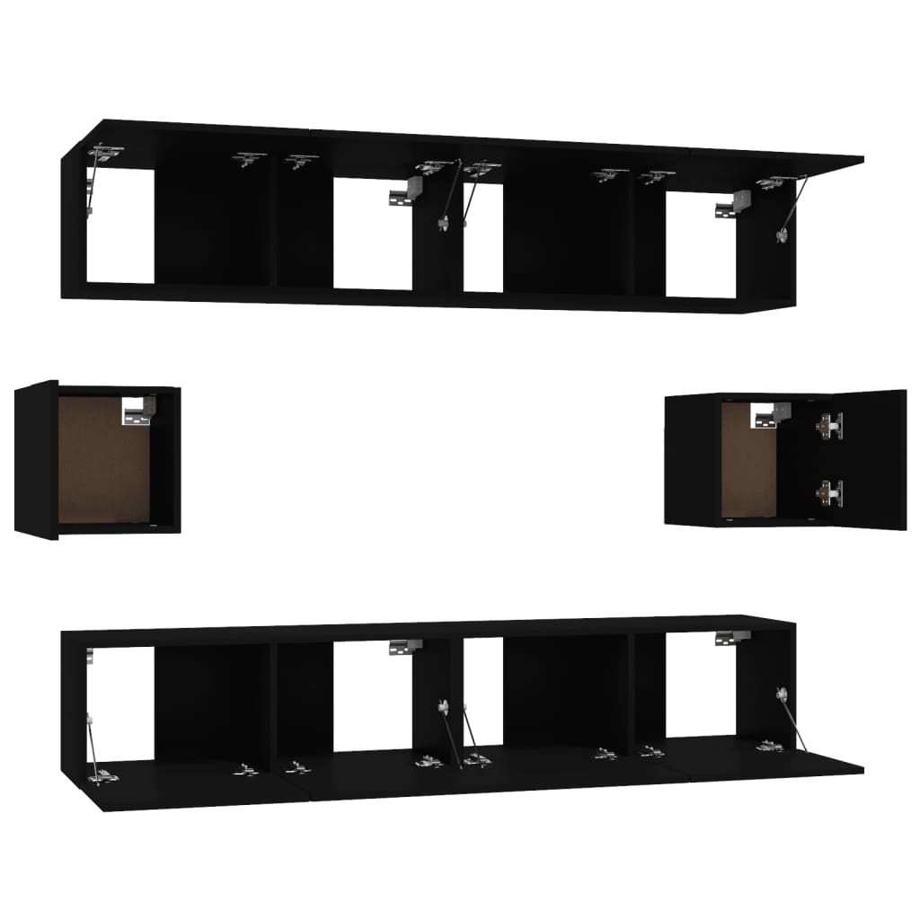 Meuble TV Design Noir et Bois - 6 Pièces-Mon Meuble TV-Gris béton-80 cm-6-5