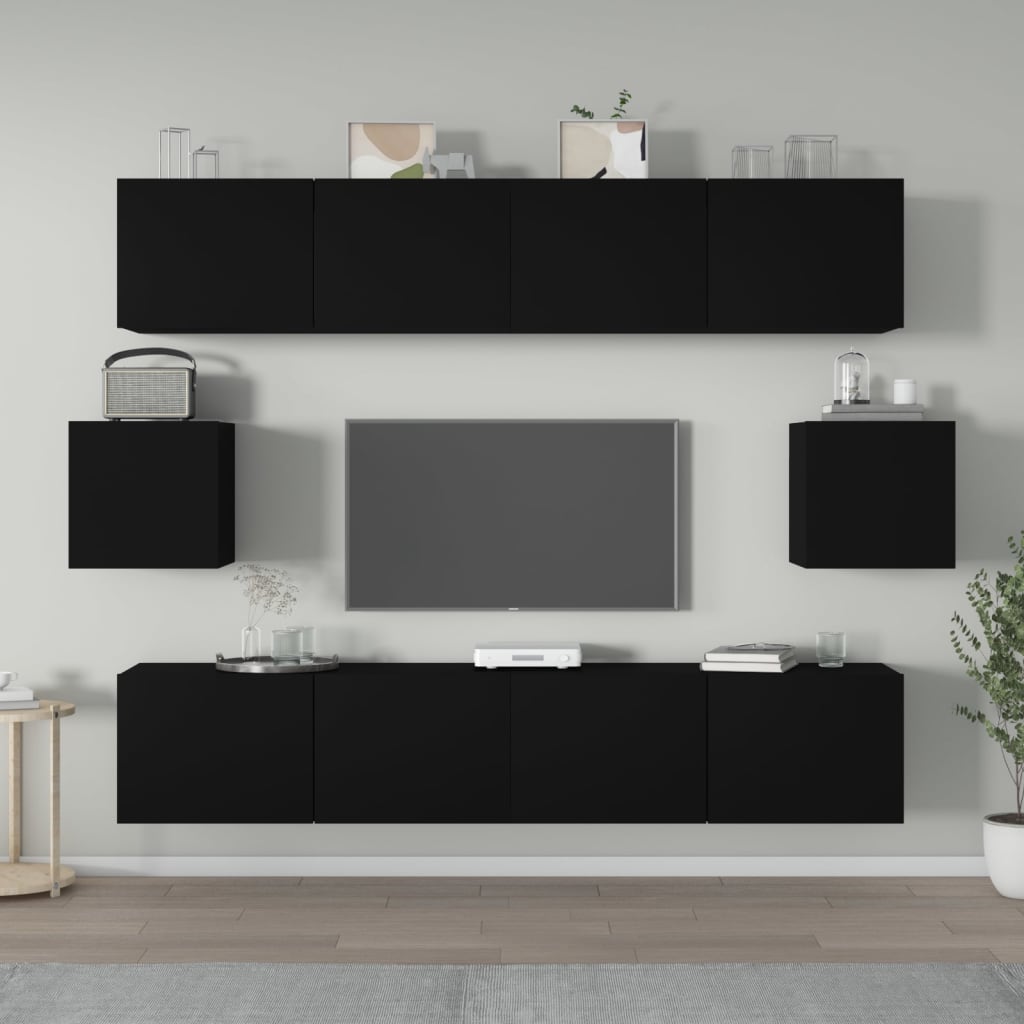 Meuble TV Design Noir et Bois - 6 Pièces-Mon Meuble TV-Noir-80 cm-6-1