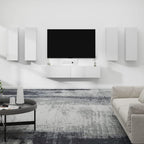 Meuble TV Design Suspendu Effet Chêne Fumé - 6 Pièces-Mon Meuble TV-Blanc-90 cm-6-9