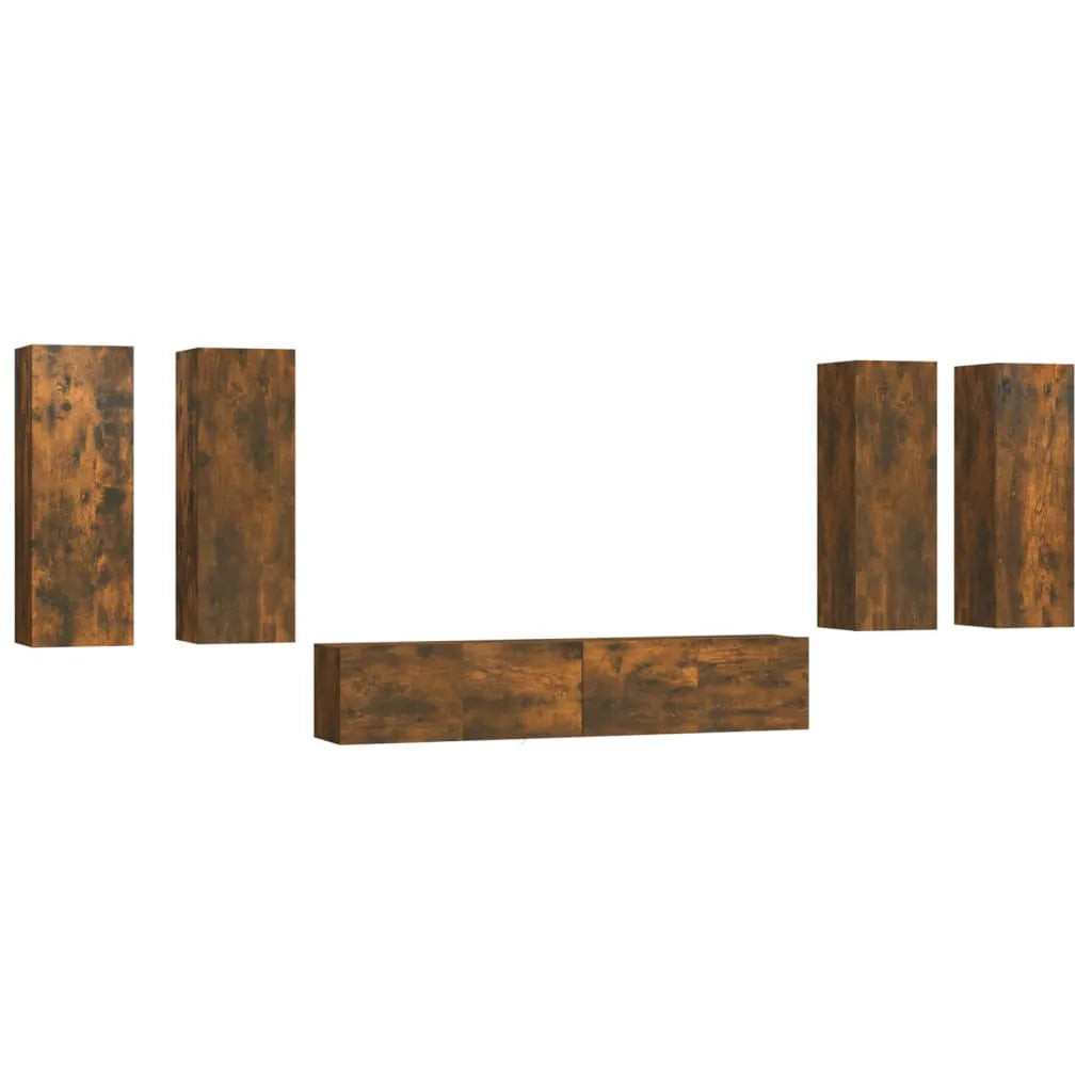Meuble TV Design Suspendu Effet Chêne Fumé - 6 Pièces-Mon Meuble TV-Chêne fumé-90 cm-6-2