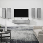 Meuble TV Design Suspendu Effet Chêne Fumé - 6 Pièces-Mon Meuble TV-Sonoma gris-90 cm-6-10