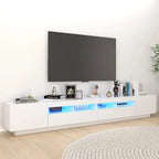 Meuble TV Eclairage LED Couleur Vieux Bois - 260 cm-Mon Meuble TV-Blanc-15