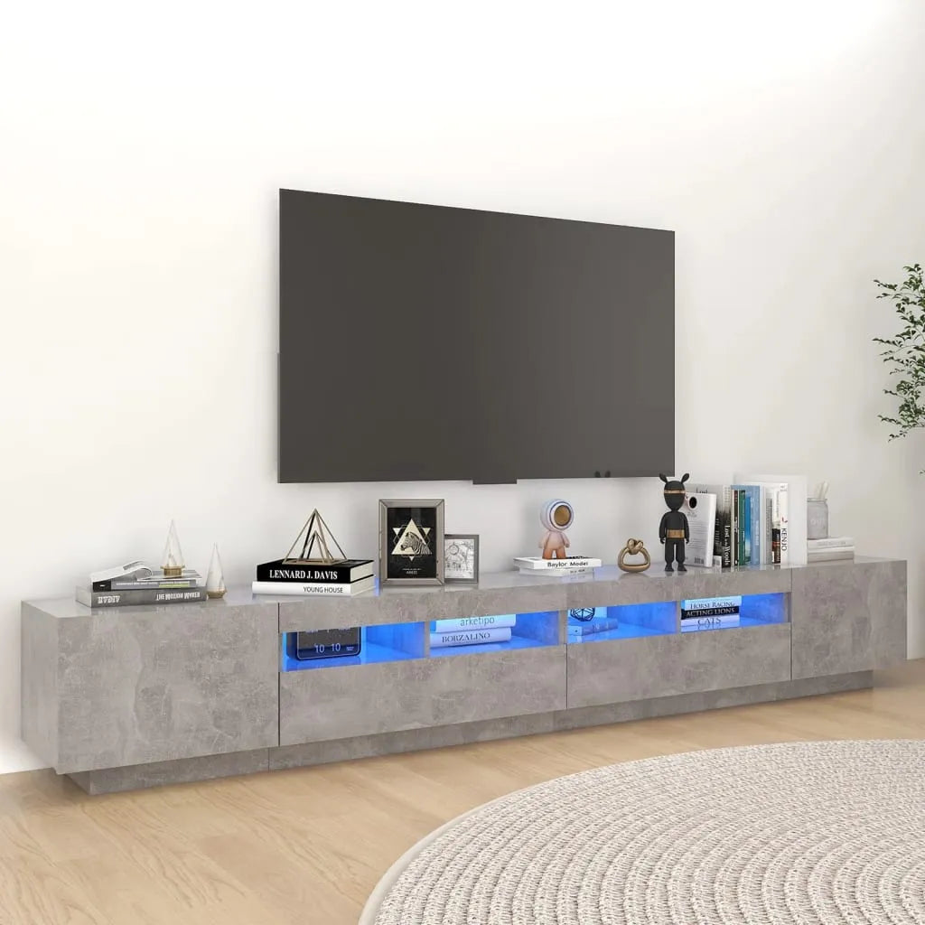 Meuble TV Eclairage LED Couleur Vieux Bois - 260 cm-Mon Meuble TV-Gris béton-17