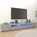 Meuble TV Eclairage LED Couleur Vieux Bois - 260 cm-Mon Meuble TV-Gris béton-17