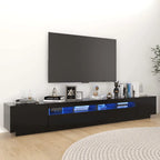Meuble TV Eclairage LED Couleur Vieux Bois - 260 cm-Mon Meuble TV-Noir-16