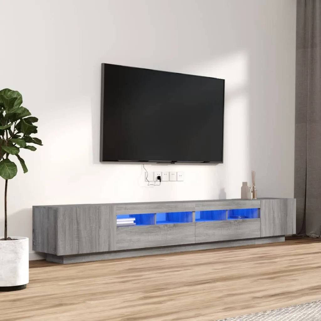Meuble TV Eclairage LED Couleur Vieux Bois - 260 cm-Mon Meuble TV-Sonoma gris-14
