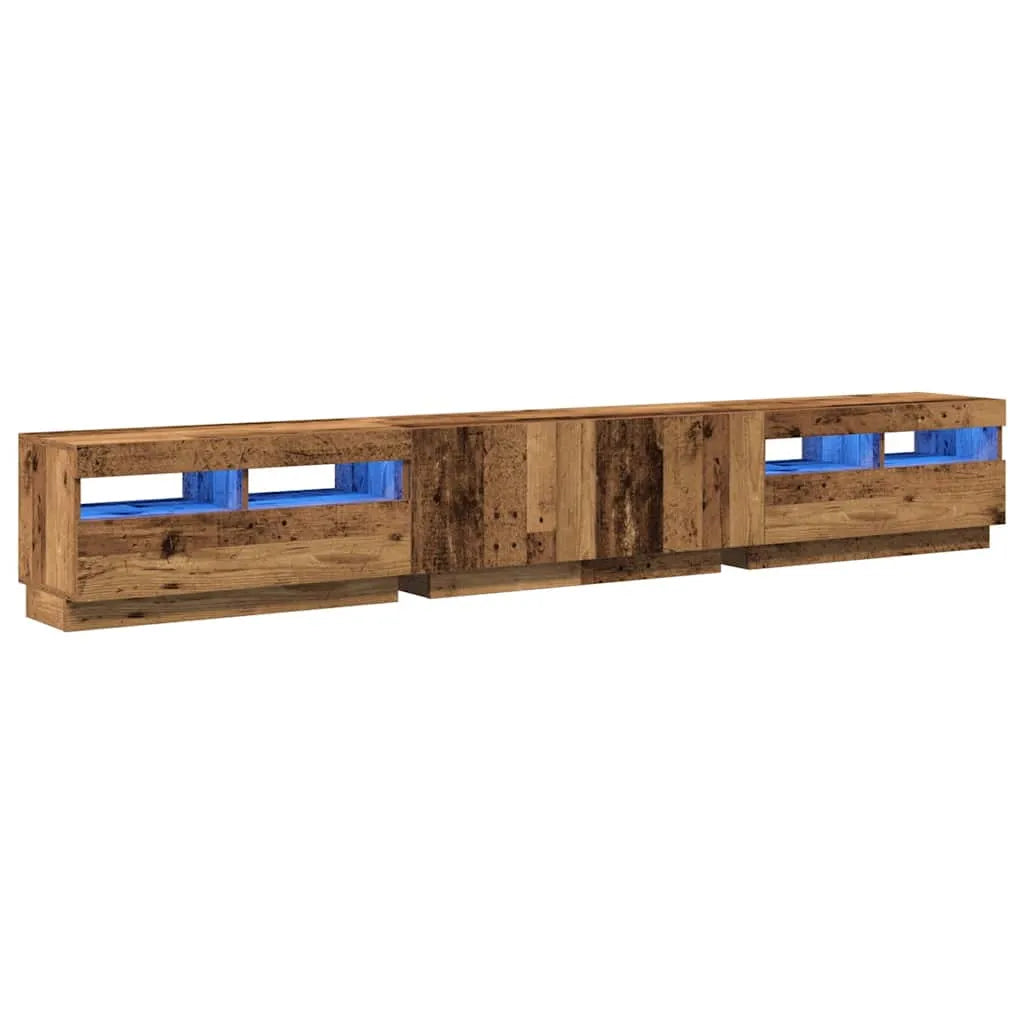 Meuble TV Eclairage LED Couleur Vieux Bois - 260 cm-Mon Meuble TV-Vieux bois-1