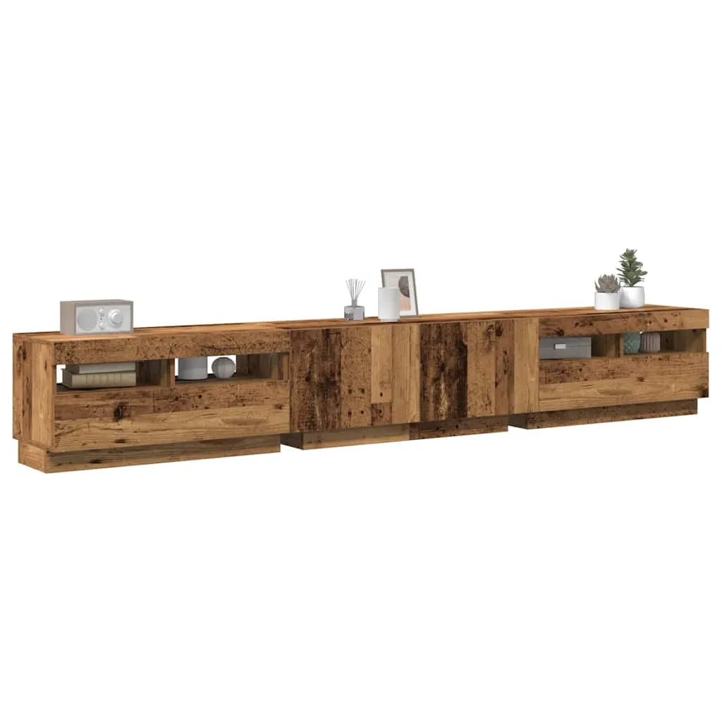 Meuble TV Eclairage LED Couleur Vieux Bois - 260 cm-Mon Meuble TV-Vieux bois-4