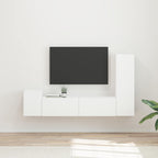 Meuble TV Effet Bois avec Colonne Gris - 4 Pièces-Mon Meuble TV-Blanc-20
