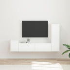 Meuble TV Effet Bois avec Colonne Gris - 4 Pièces-Mon Meuble TV-Blanc brillant-16