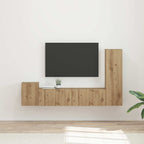 Meuble TV Effet Bois avec Colonne Gris - 4 Pièces-Mon Meuble TV-Chêne artisanal-19
